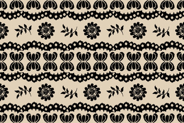 Traditional Asian dress border. Ethnic abstract ikat art. Aztec ornament print. Geometric floral ethnic pattern seamless oriental. Design for background, curtain, carpet, wallpaper, clothing, Batik