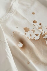 Close-up of a white shirt with coffee stains