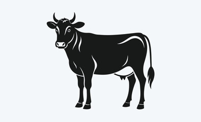 Vintage cow silhouette, Cow silhouette, vintage logo, retro print vector