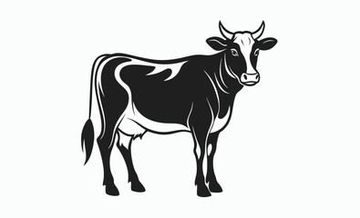 Vintage cow silhouette, Cow silhouette, vintage logo, retro print vector