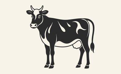 Vintage cow silhouette, Cow silhouette, vintage logo, retro print vector
