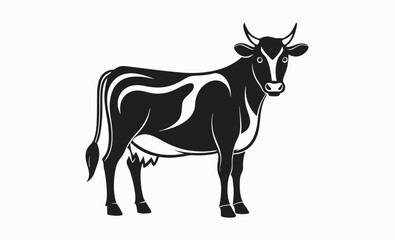 Vintage cow silhouette, Cow silhouette, vintage logo, retro print vector