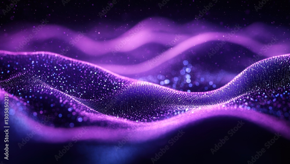 Poster stunning abstract waves of light and color with sparkling particles floating in a dark background fo