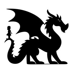 Dragon and Girl Silhouette