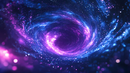 Obraz premium Digital technology blue and purple abstract sound wave ppt poster background. Cosmic - Galaxy. Illustration