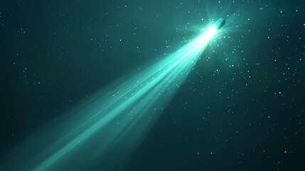 Minimalist ethereal green mist mystical light beam in cosmic haze background. Cosmic - Galaxy. Illustration