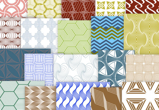 Seamles Simple Geometric Patters Bright Colored