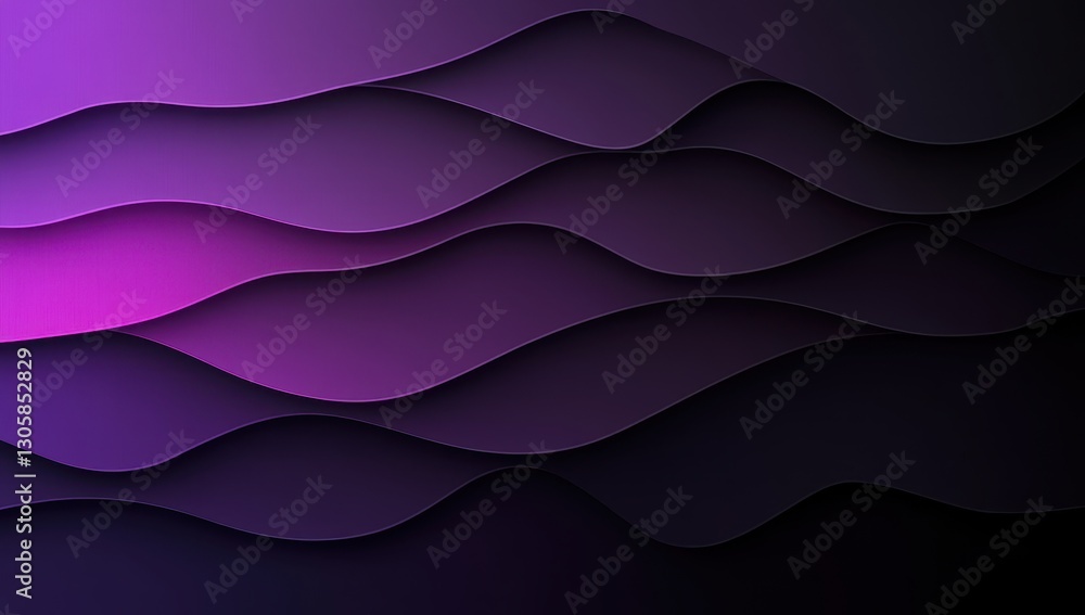 Poster vibrant abstract background design featuring flowing waves in shades of purple and black with smooth