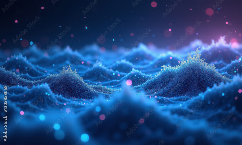 Poster blue nebula: abstract particle background - abstract backgrounds