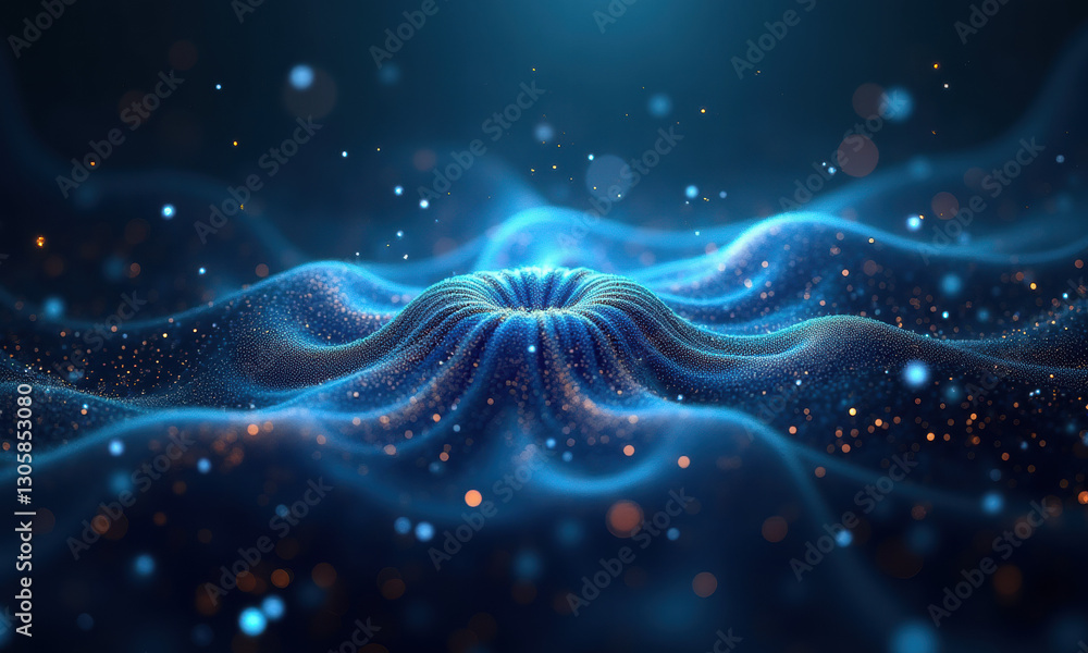 Poster blue particle wave abstract background - abstract backgrounds