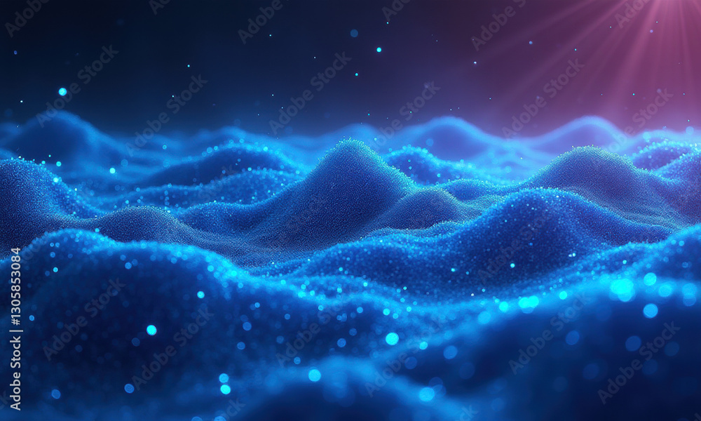 Poster blue particle wave abstract background - abstract backgrounds