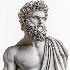 Obraz premium Classical Art Marvel: Ancient Greek Marble Statue of Bearded Man with Mythological Heroic Figure - Museum Quality Bust Sculpture