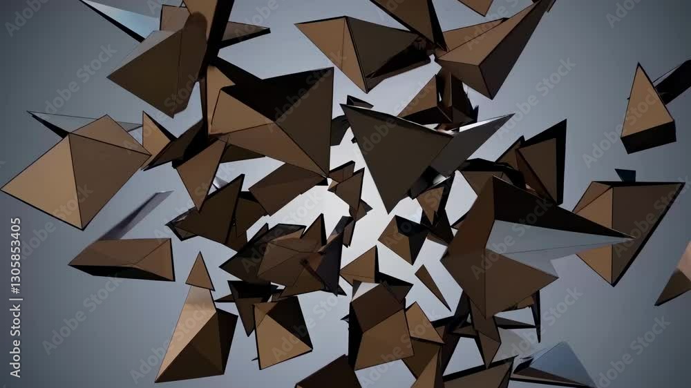 Aufkleber dynamic video of geometric shards exploding outward, captured from a front-facing angle, showcasing 