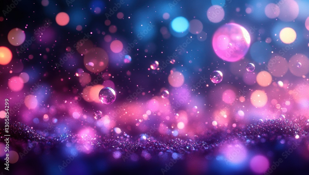 Poster vibrant abstract background with colorful bokeh lights and droplets creating a magical atmosphere of