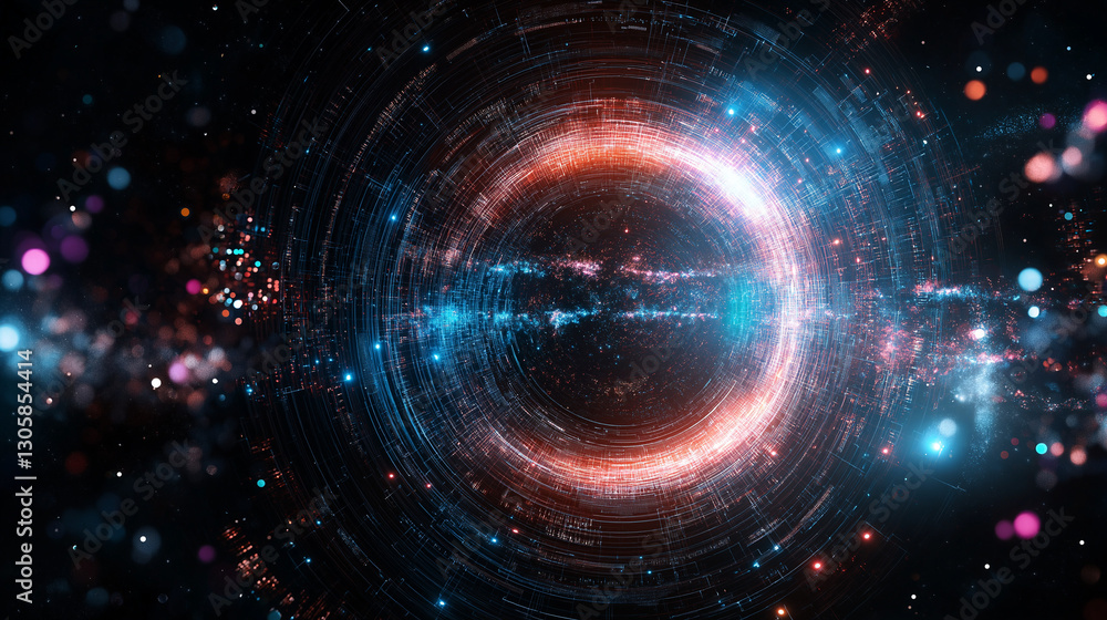 Poster cosmic gateway: an awe-inspiring visualization of a cosmic gateway, pulsating with vibrant energy an