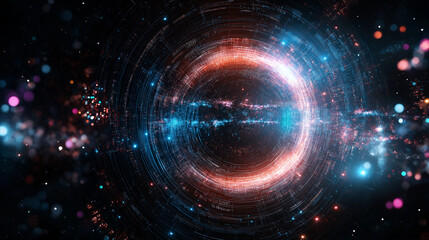Obraz premium Cosmic Gateway: An awe-inspiring visualization of a cosmic gateway, pulsating with vibrant energy and intricate details, creating a sense of wonder and infinite possibilities. 