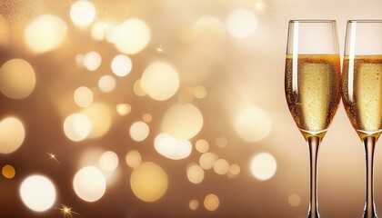 champagne festive glittering christmas lights blurred beige abstract background for holidays