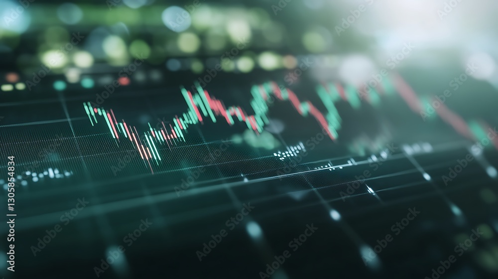 Poster ai-generated stock market analysis image featuring holographic elements and financial themes.
