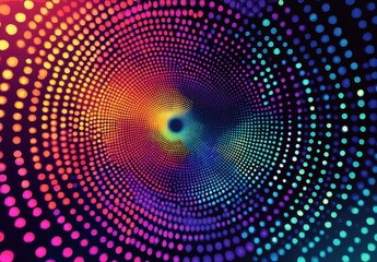 Vibrant Abstract Background with Colorful Dots Creating a Dynamic Spiral Pattern in a Modern Art Style
