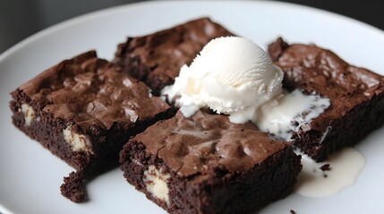 Delicious Chocolate Brownies with Vanilla Ice Cream