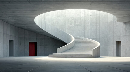 Obraz premium Stunning staircase inside a building with architectural details leading to upper levels and spaces