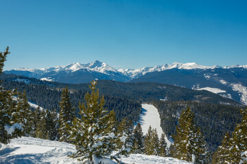 Skiing at Vail Colorado in the Rocky Mountains. 