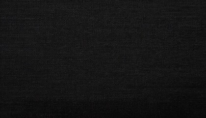 Fototapeta premium Panoramic close-up texture of natural weave cloth in dark and black color. Fabric texture of natural cotton or linen textile material. Black fabric wide background.