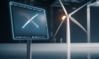 AI-powered wind turbine optimization concept with a futuristic design. Ideal for renewable energy and technology themes.