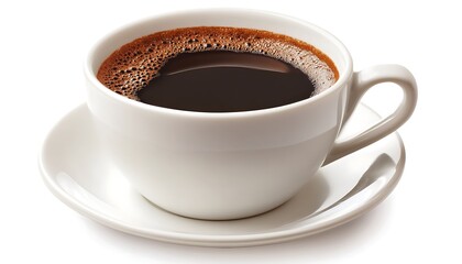 Obraz premium Coffee cup, black coffee, breakfast, white background, website