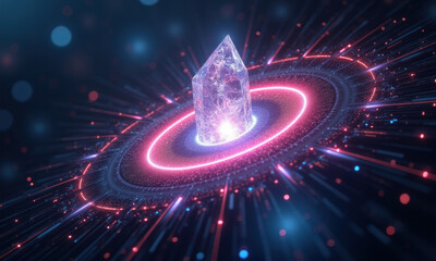 Obraz premium Glowing Crystal Energy Portal, Sci-Fi - Futuristic