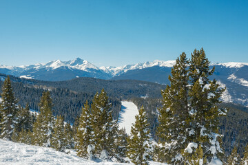snow covered mountains in Vail Colorado