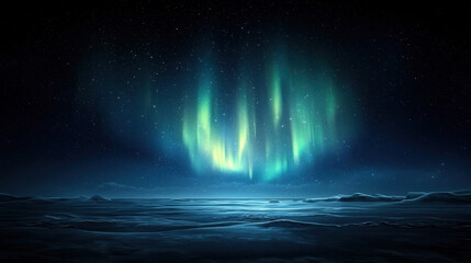 Naklejka premium A stunning bright green aurora borealis dancing across the night sky creating a magical atmosphere