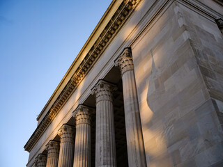Dappled late afternoon light on The beautiful and ornate architecture of Center City Philadelphia 30th Street Train Station