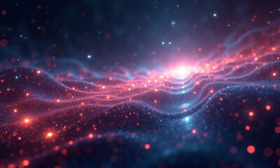 Glowing Particle Wave Abstract Background - Abstract art