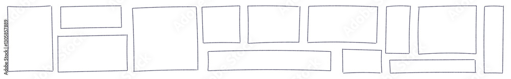 Aufkleber hand drawn rectangular frame with rough brush strokes, sketchy pencil and marker border, scribbled s