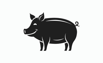 Female pig silhouette icon, pig silhouette vector, female pig icon, pork symbol, BBQ pig silhouette