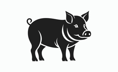 Female pig silhouette icon, pig silhouette vector, female pig icon, pork symbol, BBQ pig silhouette