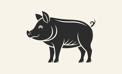 Female pig silhouette icon, pig silhouette vector, female pig icon, pork symbol, BBQ pig silhouette