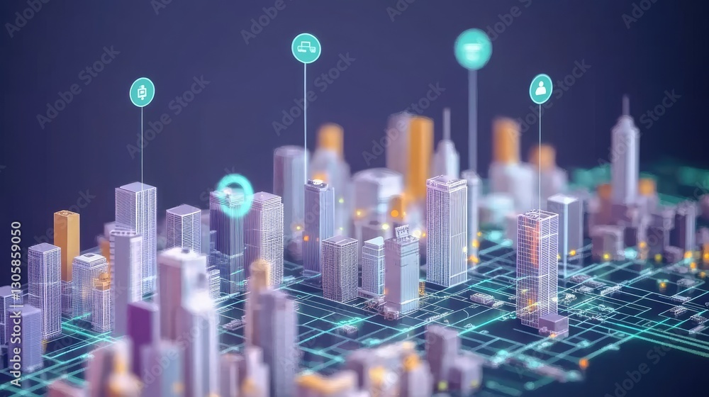 Poster smart construction site monitoring system with real-time project analytics.