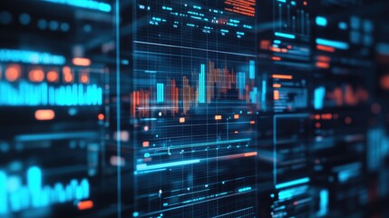 Smart business growth concept with digital innovation, economic success charts, and futuristic visuals.