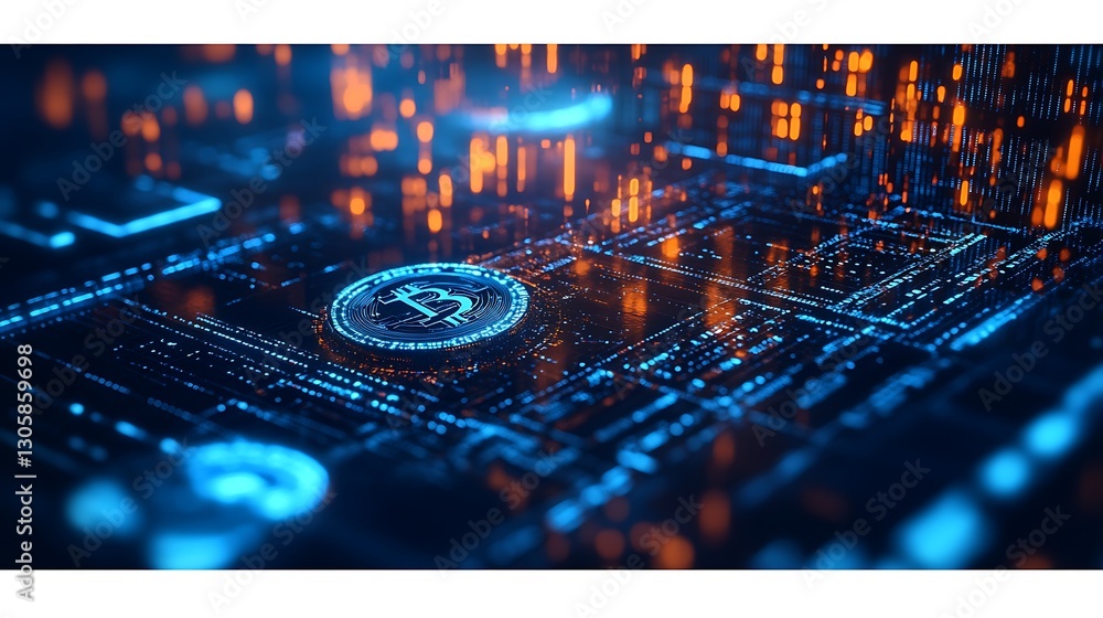 Aufkleber Automated financial ecosystem image featuring interconnected systems and technology visuals.