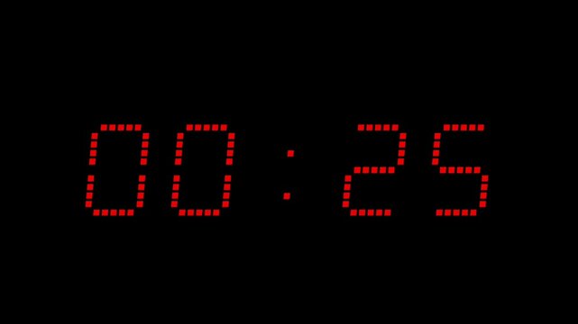 30 seconds countdown timer with red digital clock suitable for deadlines, time management, time is running out and countdown themes in design projects