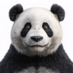 Fototapeta premium Adorable Panda Portrait: Captivating Close-Up of a Friendly Black and White Cartoony Animal Face in Nature