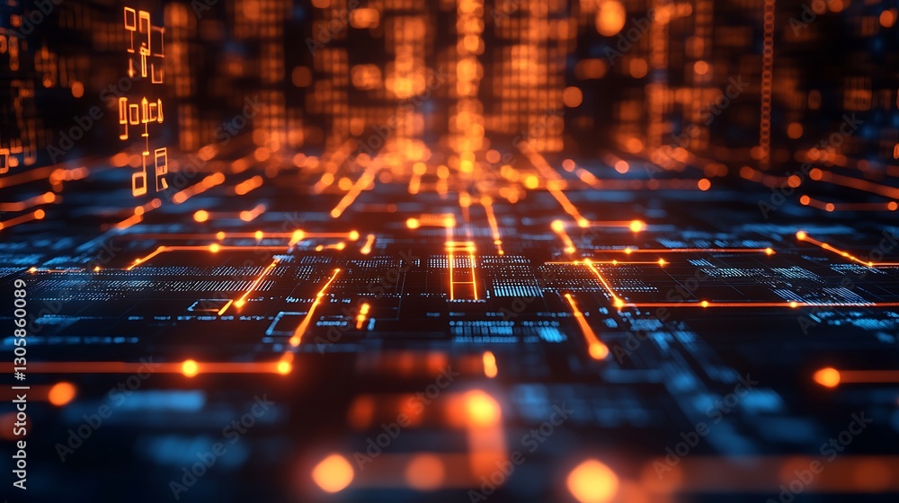 Aufkleber Automated financial ecosystem featuring interconnected systems and SMA technology in a stock image format.