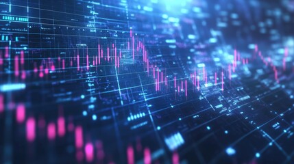 Fototapeta premium Stock market performance trend with an ascending chart and futuristic trading analytics display.