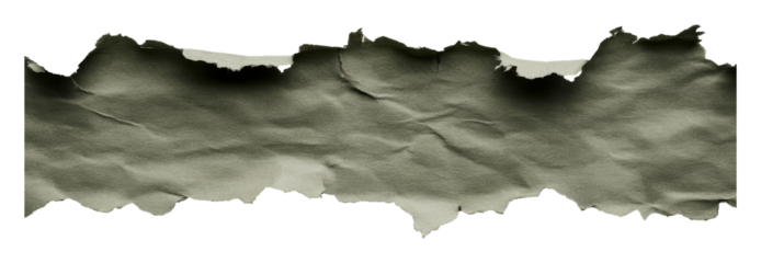 Ripped dark paper on transparent background, textured edge design. Creative art concept