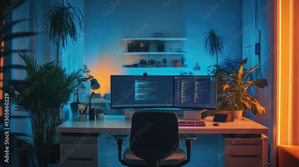 Poster accessible workspace with voice-controlled lighting, low storage, and adaptive computer technology f