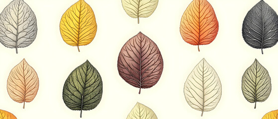 Fototapeta premium Autumn leaves pattern, white background, fall design