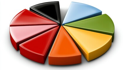 Obraz premium Colorful Pie Chart Segments in Vibrant Shades for Analysis