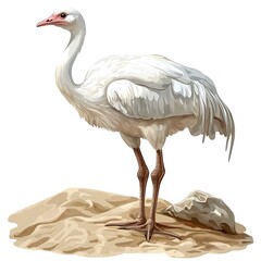 Majestic White Emu Illustration.